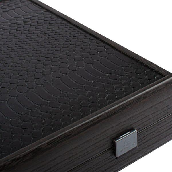 Manopoulos Large Snake Tote Black Leather Табла за Игра