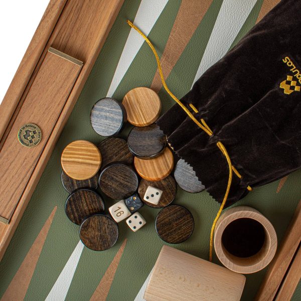 Manopoulos Large Knitted Olive Green Leather BLE1KGR Табла за Игра