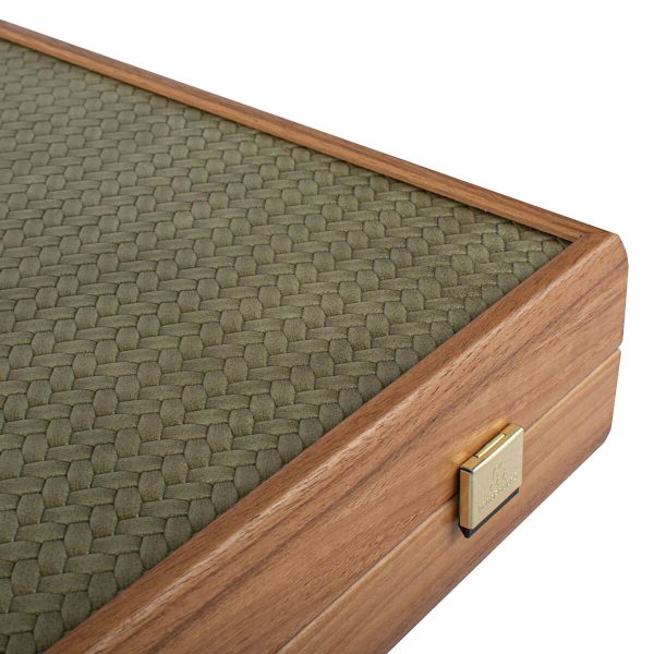 Manopoulos Large Knitted Olive Green Leather BLE1KGR Табла за Игра