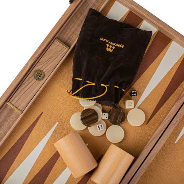 Manopoulos Large Ostrich Tote Dark Beige Leather BLE1OSB Табла за Игра